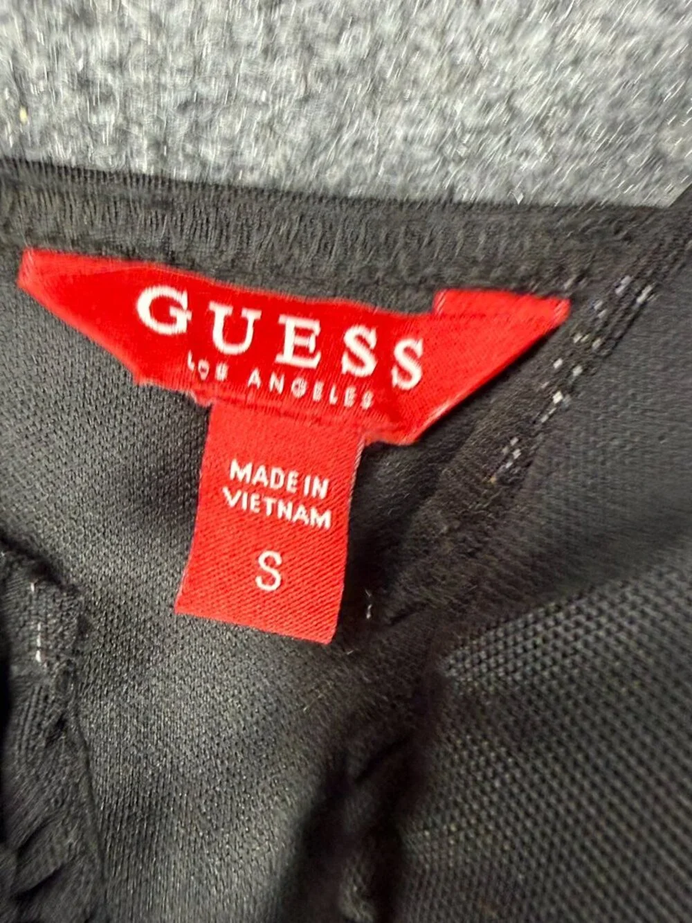 GUESS Black Thong Bodysuit Size Small Snap Crotch Sleeveless Camisole Flaw STAIN